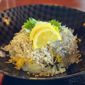 「池田丸」の生シラスと釜揚げシラスの2食丼